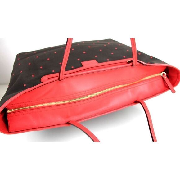 LRG Kate Spade NY BROWN CANVAS PINK LEATHER TRIM TOTE SHOULDER BAG HANDBAG PURSE - Picture 7 of 13